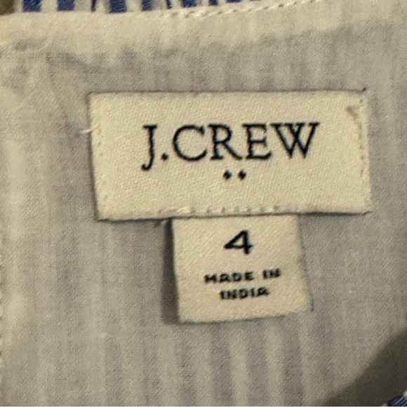 J. Crew Tiered Popover Blue Striped Classic Ruffle Cotton Dress in Cotton Poplin - Picture 6 of 12